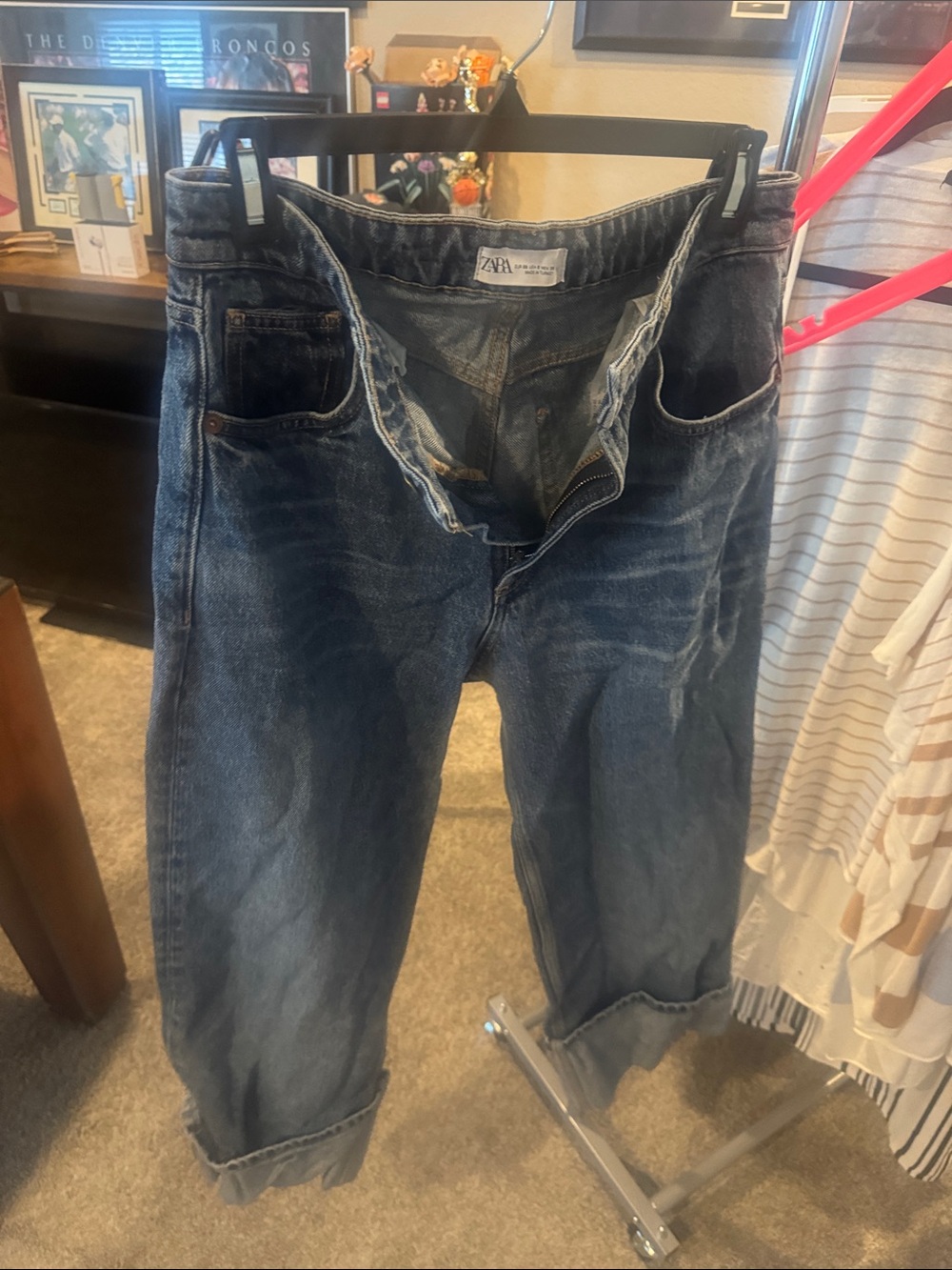 ZARA Womens Washed Blue Denim Jean Shorts